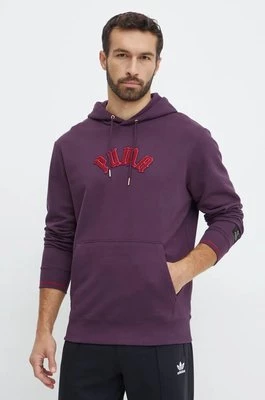 Puma bluza bawełniana Classics Play Paris Hoodie męska kolor fioletowy z kapturem z aplikacją 626766