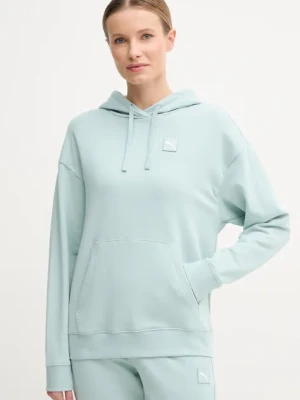 Zdjęcie produktu Puma bluza bawełniana damska kolor turkusowy z kapturem gładka 685018