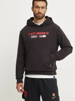 Puma bluza bawełniana męska kolor czarny z kapturem z nadrukiem 627152
