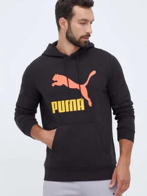 Zdjęcie produktu Puma bluza bawełniana męska kolor czarny z kapturem z nadrukiem