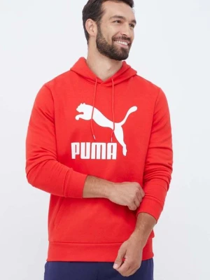 Zdjęcie produktu Puma bluza bawełniana męska kolor czerwony z kapturem z nadrukiem