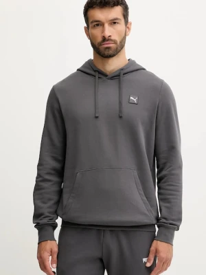 Puma bluza bawełniana męska kolor szary z kapturem z aplikacją 688254