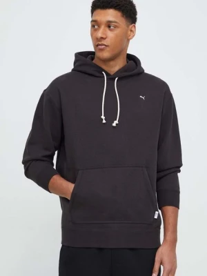 Puma bluza bawełniana MMQ męska kolor czarny z kapturem melanżowa 624011