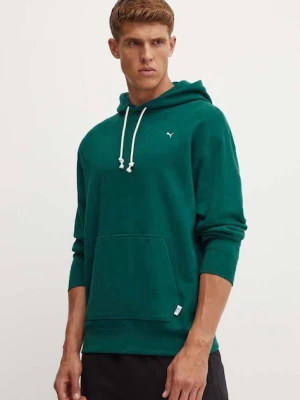 Puma bluza bawełniana MMQ męska kolor zielony z kapturem melanżowa 624011