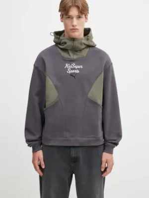 Puma bluza bawełniana PUMA x KIDSUPER Pants męska kolor szary z kapturem gładka 630932