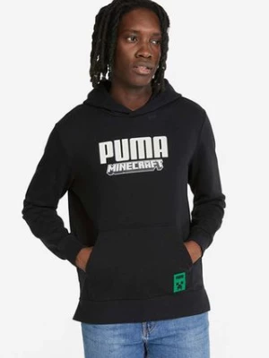 Puma bluza bawełniana x Minecraft męska kolor czarny z kapturem z nadrukiem 534376.01-CZARNY