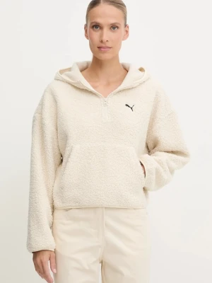 Puma bluza damska kolor beżowy z kapturem gładka 632048
