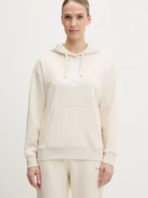 Puma bluza damska kolor beżowy z kapturem z aplikacją 684983