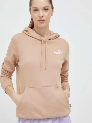 Puma bluza damska kolor beżowy z kapturem z aplikacją 848332