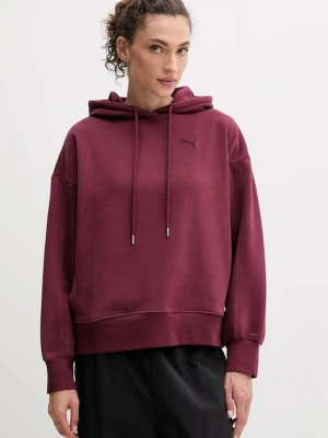 Puma bluza damska kolor bordowy z kapturem 688151