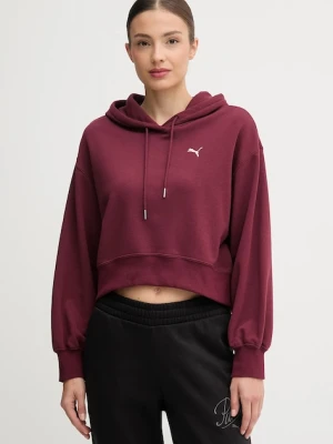 Puma bluza damska kolor bordowy z kapturem gładka 629746