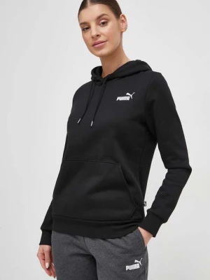 Puma bluza damska kolor czarny z kapturem gładka 586799