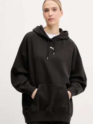 Puma bluza damska kolor czarny z kapturem gładka 629751