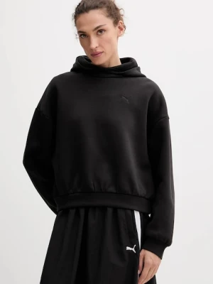 Puma bluza damska kolor czarny z kapturem gładka 632051