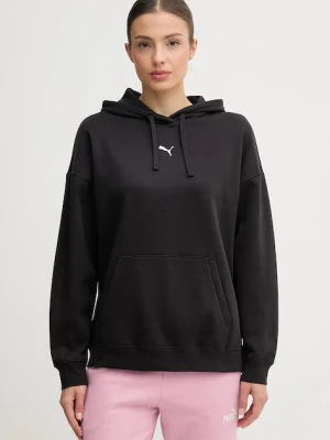 Puma bluza damska kolor czarny z kapturem gładka 685398
