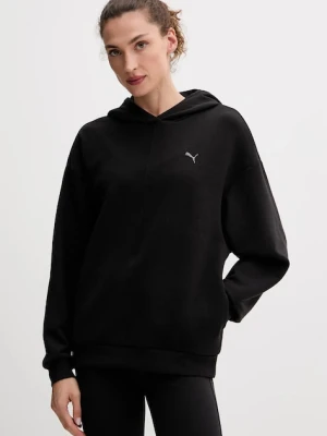 Puma bluza damska kolor czarny z kapturem z nadrukiem 527460