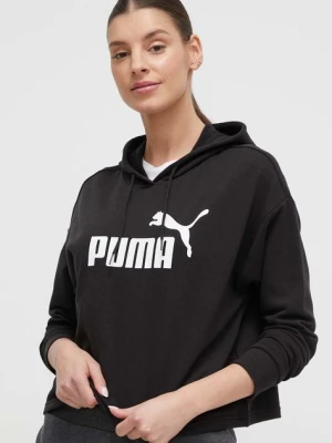 Puma bluza damska kolor czarny z kapturem z nadrukiem 586870