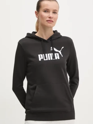Puma bluza damska kolor czarny z kapturem z nadrukiem 682390