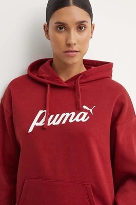 Puma bluza damska kolor czerwony z kapturem z nadrukiem 681534