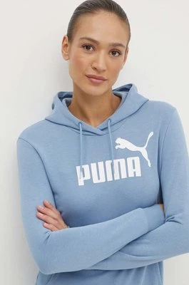Puma bluza damska kolor fioletowy z kapturem z nadrukiem 586797