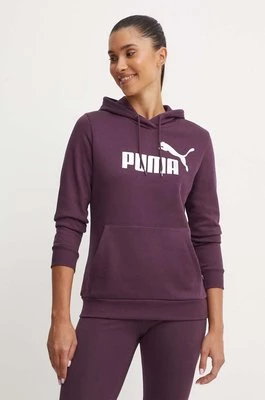 Puma bluza damska kolor fioletowy z kapturem z nadrukiem