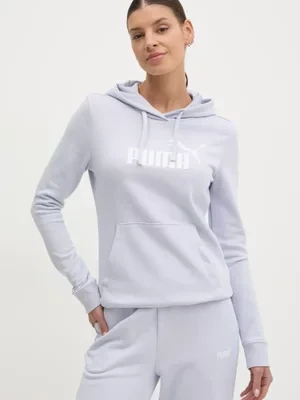 Puma bluza damska kolor niebieski z kapturem z nadrukiem 682391