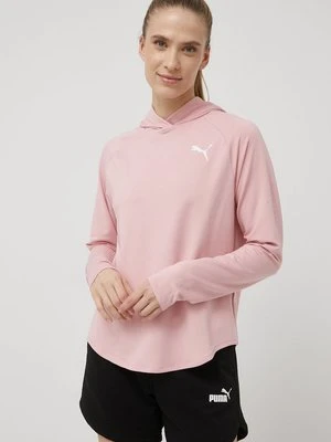 Puma bluza damska kolor różowy z kapturem gładka 586858