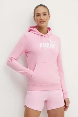 Puma bluza damska kolor różowy z kapturem z nadrukiem 586797