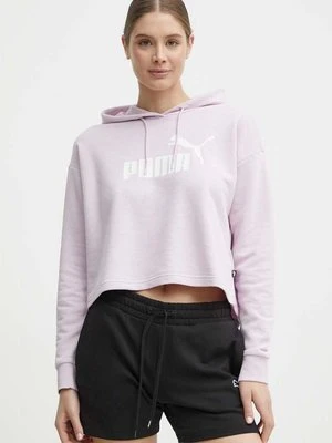 Puma bluza damska kolor różowy z kapturem z nadrukiem 586870