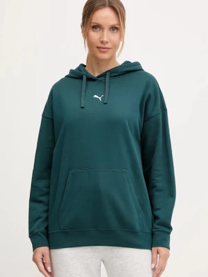 Puma bluza damska kolor zielony z kapturem gładka 685398