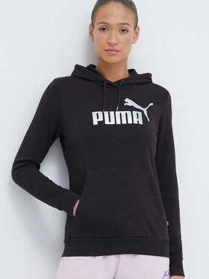 Puma bluza dresowa kolor czarny z kapturem z nadrukiem 849096