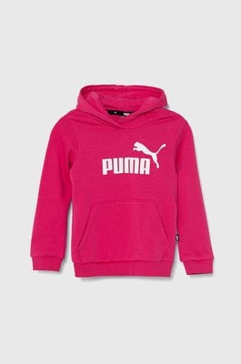 Puma bluza dziecięca ESS Logo TR G kolor różowy z kapturem wzorzysta
