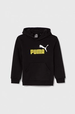 Puma bluza dziecięca kolor czarny z kapturem z nadrukiem
