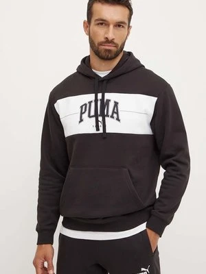 Puma bluza męska kolor czarny z kapturem wzorzysta 681796