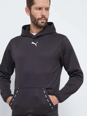 Puma bluza męska kolor czarny z kapturem z nadrukiem