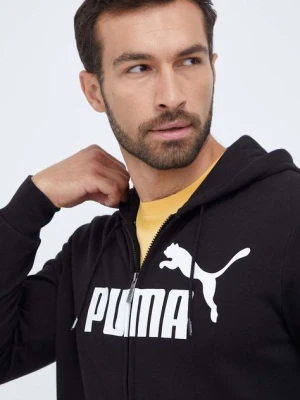 Puma bluza męska kolor czarny z kapturem z nadrukiem