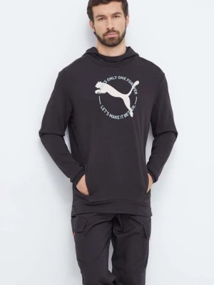 Puma bluza męska kolor czarny z kapturem z nadrukiem