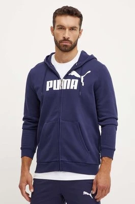 Puma bluza męska kolor granatowy z kapturem z nadrukiem