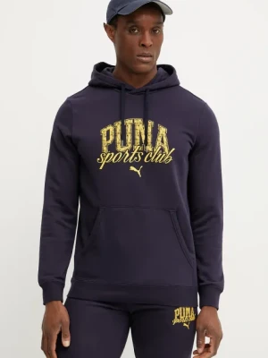 Puma bluza męska kolor granatowy z kapturem z nadrukiem 684649
