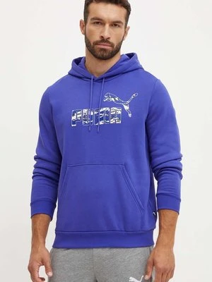 Puma bluza męska kolor niebieski z kapturem z nadrukiem 683234