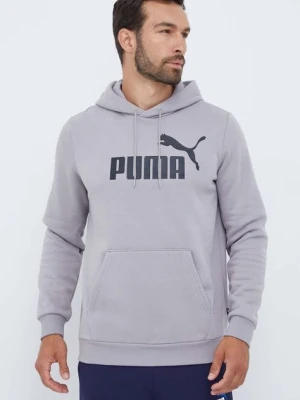 Puma bluza męska kolor szary z kapturem z nadrukiem 586687