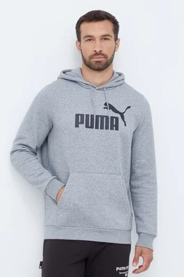 Puma bluza męska kolor szary z kapturem z nadrukiem