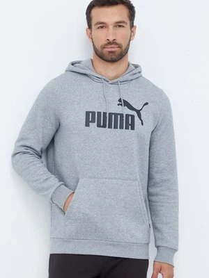 Puma bluza męska kolor szary z kapturem z nadrukiem