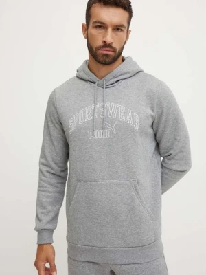 Puma bluza męska kolor szary z kapturem z nadrukiem 681775