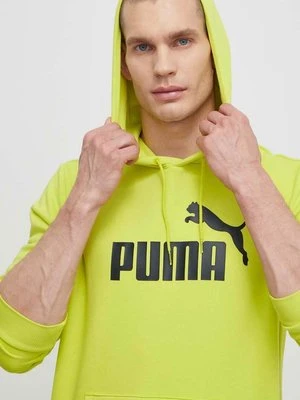 Puma bluza męska kolor zielony z kapturem z nadrukiem 586687