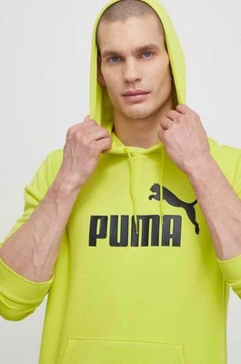 Puma bluza męska kolor zielony z kapturem z nadrukiem 586687