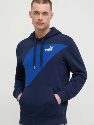 Puma bluza POWER męska kolor granatowy z kapturem wzorzysta 678931