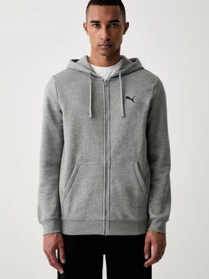 Puma bluza rozpinana z kapturem męska z bawełną szary