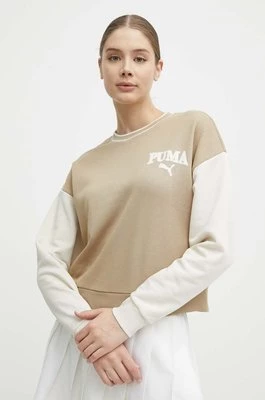 Puma bluza SQUAD damska kolor beżowy z nadrukiem 677898