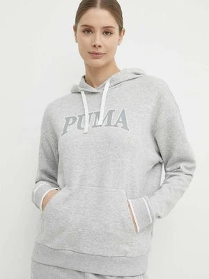 Puma bluza SQUAD damska kolor szary z kapturem melanżowa 677899